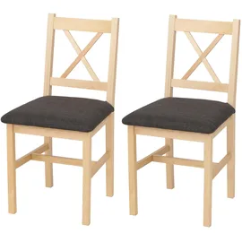 Mendler Esszimmerstuhl HWC-F77 Stoff schwarz braun 2er Set