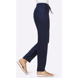 Heine Leinenhose HEINE, Damen, Gr. 34, Normalgrößen, blau (marine), 100% Leinen, unifarben, lang, Hosen
