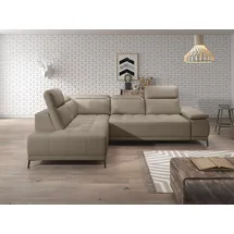 werk2 Ecksofa WERK2 "Focus-L, elektrisch erweiterbare Sitztiefe um ca. 30 cm, L-Form", beige, B:204cm H:82cm T:278cm, 100% Polyester, Sofas, Ecksofa, Komfort nach Maß: Ausziehbare Sitztiefe, verstellbare Kopfteile & Füße
