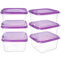 EASYLOCK Stapelbare Frischhaltedosen Mit Deckel, 1.2L*6, Meal Prep Boxen, Quatratische Vorratsdosen Set, Sandwich Box, Aufschnittboxen für Kühlschrank, Gefrierdosen, Leichtgewicht Essensbox