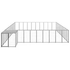 vidaXL Hundezwinger 6,6 m x 5,5 m x 1,1 m Stahl Schwarz