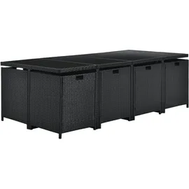 Juskys Polyrattan Sitzgruppe Baracoa XXL 13-teilig – Gartenmöbel wetterfest stapelbar für Garten
