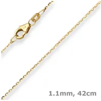 Schmuck Krone Goldkette 1,1mm Ankerkette flach aus 585 Gelbgold 42cm, Gold 585 goldfarben