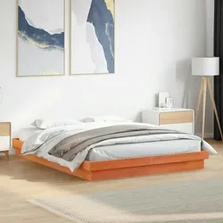 vidaXL Massivholzbett mit LED-Beleuchtung Wachsbraun 150x200 cm Kiefer