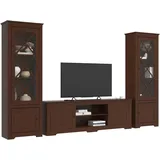 Home Affaire Wohnwand Lisa, (Set, 3-St), bestehend aus zwei Vitrinen und einem Lowboard, massives Kiefernholz braun
