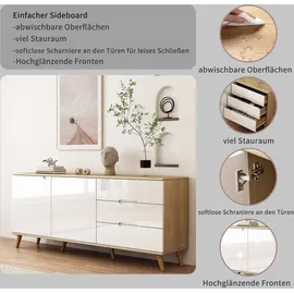 OTTO home Sideboard Lund 180 x 75 x 40 cm Weiß