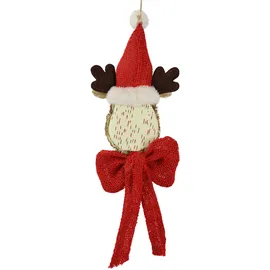 I.GE.A. Dekohänger I.GE.A. "Elch zum Hängen", rot, B:19cm H:42cm, Bast, Dekohänger, Rentier mit Schleife Weihnachten Adventsdekoration Dekofigur