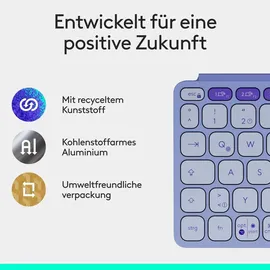 Logitech Keys-To-Go 2, mobile Bluetooth-Tastatur für Tablets mit integriertem Schutzcover, schlanke, kabellose Tastatur für Windows, Android, Linux, iPad, iPhone, Mac, Apple TV, DEU QWERTZ - Lila