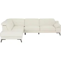 Mid.you Ecksofa, Weiß, Leder, Echtleder, Büffelleder, 3-Sitzer, Ottomane links, L-Form, 287x224 cm, Wohnzimmer, Sofas & Couches, Wohnlandschaften, Ecksofas