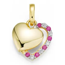 FIRETTI Kettenanhänger Schmuck Geschenk Gold 333 Halsschmuck Anhänger für Halskette Herz rosa