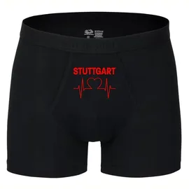multifanshop Boxershorts Stuttgart - Herzschlag schwarz/rot M 2er Pack
