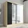 A&J MöbelLand Schwebetürenschrank SOLO 200 x 215 x 59,5 cm Schwarz/Weiß