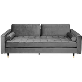 LEBENSwohnART Modernes 3er Sofa 220cm COMFORT grau Samt Federkern