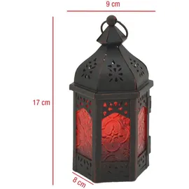 Mobili Rebecca Kerzenhalter Ethnisch Metallglas Rot/Schwarz