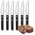 Amefa Pizza 7000 Steakbesteck, 6 x Steakmesser, Messer mit Wellenschliff für 6 Personen, Klingenstahl 13/0, Schwarze genietete Kunststoff-Griffe, Für Steak, Fleisch und Pizza