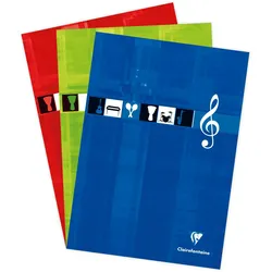 Clairefontaine 5x Notenblock A4, kopfseitig geheftet, 50 Blatt 90g - Sortiert 6157C