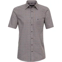 Kurzarmhemd CASAMODA "CASAMODA Freizeithemd Kurzarm Print", Herren, Gr. XL, Normalgrößen, orange, 100% Baumwolle, bedruckt, comfort fit, Hemden