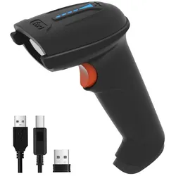 D5100 2D Wireless Barcode Scanner Schwarz (ohne Stativ) USB Kabel + USB Wireless  1 Stück