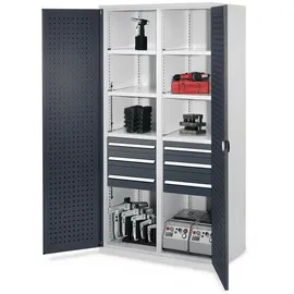 Kappes Schwerlastschrank Stahl 1.950 x 1.000 x 600 mm lichtgrau/anthrazitgrau 6 Böden 6 Schubladen