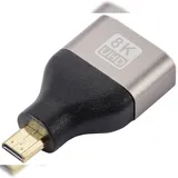 SpeaKa Professional SP-11302016 HDMI Adapter [1x HDMI-Stecker D Micro - 1x HDMI-Buchse] Schwarz, Silber UHD 8K @ 60 Hz, UHD 4K @ 120 Hz