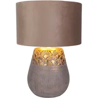 NÄVE Leuchten Tischleuchte Bronco, beige Keramik/Kunstleder, Höhe 39 cm