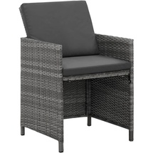 vidaXL 5-tlg. Garten-Essgruppe mit Auflagen Poly Rattan Grau