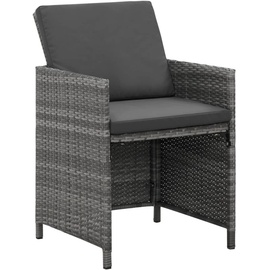 vidaXL 5-tlg. Garten-Essgruppe mit Auflagen Poly Rattan Grau