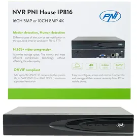 PNI NVR PNI House IP816 mit 16 Kanälen IP 5MP oder 10 Kanälen 8MP 4K