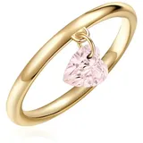 Glanzstücke München Ring Herz aus Sterling Silber mit Rosenquarz in gelbgold | Gr.: 54