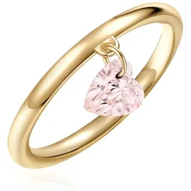 Glanzstücke München Ring Herz aus Sterling Silber mit Rosenquarz in gelbgold | Gr.: 54