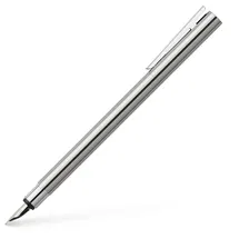 Faber-Castell 342002 - Füller Neo Slim Edelstahl, Federbreite EF, silber glänzend