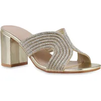 VAN HILL Damen Pantoletten Sandaletten Elegant Strass Party Cut-Outs