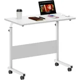 soges Computertisch Laptoptisch höhenverstellbar PC-Tisch mit Rollen, Oberfläche mit Einschnitt als Ständer für Pad Tablete Mobilphone 80cm x 40cm