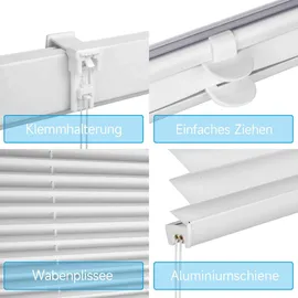 Sekey Plissee 80 x 150 cm weiß