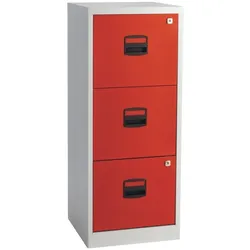 Hängeregistraturschrank 3 Schübe 1-bahnig lichtgrau/kardinalrot