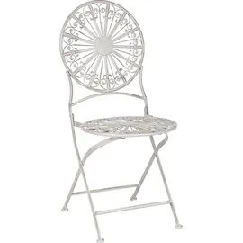 Beliani Garten Bistro Set Weiß Eisen zusammenklappbar 2 Stühle und Tisch Außenbereich gealtert Effekt UV-Rostbeständigkeit französischer Retro-Stil