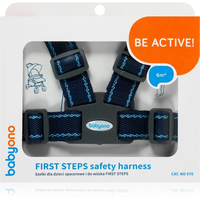 BabyOno Be Active Safety Harness First Steps Haar-Accessoire für Kinder Dark Blue 6 m+ 1 St.