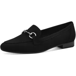 Slipper MARCO TOZZI, Damen, Gr. 36, schwarz, Textil, unifarben, Veloursleder, elegant, Schuhe, Blockabsatz, Loafer, Businessschuh mit Schmuckspange