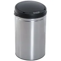 OKWISH Sensor-Mülleimer Edelstahl schwarz 30 L, kontaktlos, 30,5x30,5x51,5 cm, mit Infrarot-Sensor und manuellem Öffnen