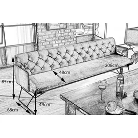 KAWOLA Sitzbank CHARME Velvet Oliv 206 x 85 x 68 cm