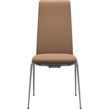Polsterstuhl STRESSLESS "Laurel", braun (latte batick, chrom matt), B:57cm H:105cm T:60cm, Leder BATICK: BATICK ist ein leicht korrigiertes, durchgefärbtes und genarbtes Möbelleder, bei dem die meisten Unebenheiten und Spuren in der Regel entfernt wurden., Stühle, Polsterstuhl, High Back, Größe M, mit Beinen aus Stahl in Chrom matt
