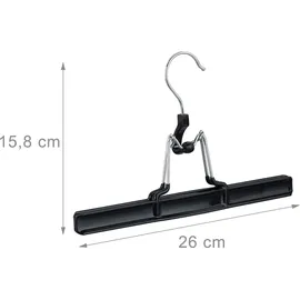 Relaxdays Hosenbügel Metall 10er Set, 360° drehbarer Haken, fest schließend, Rockbügel, gummierte Klemmen, 26cm, schwarz