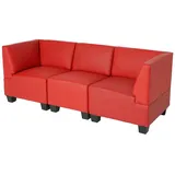 Mendler Modular 3-Sitzer Sofa Couch Lyon, Kunstleder ~ rot, hohe Armlehnen