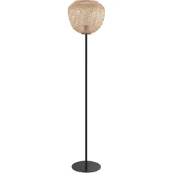 EGLO Stehlampe "Dembleby", beige (natur), H: 150cm, Lampen, Holzkorb geflochten, Natur, Vintage, Hygge, 1-flammig