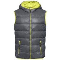 Men's Down Vest Ultraleichte sportliche Daunenweste mit Kapuze grau/gelb, Gr. XXL