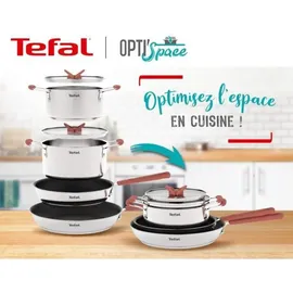 Tefal Opti'Space Topf-Set 6-tlg. Kochtopf + Bratpfanne + Glasdeckel