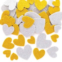 Gold & Silber Glitzernde Herz-Moosgummi Aufkleber  (pro Set 150) Bastelbedarf Verzierung & Dekorationen
