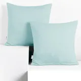 DecoKing 2 Kissenbezüge 80x80 cm Jersey 100% gekämmte Baumwolle Reißverschluss hellblau Amber