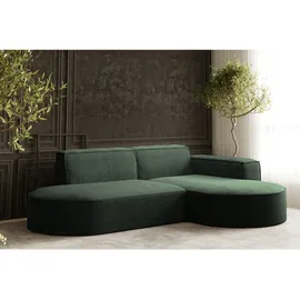kaiser möbel Ecksofa Designer Modena Studio stoff Dicker Cord Poso Dunkelgrün, Rechts