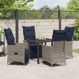vidaXL Garten Essgruppe 5 pcs Grau Poly Rattan
